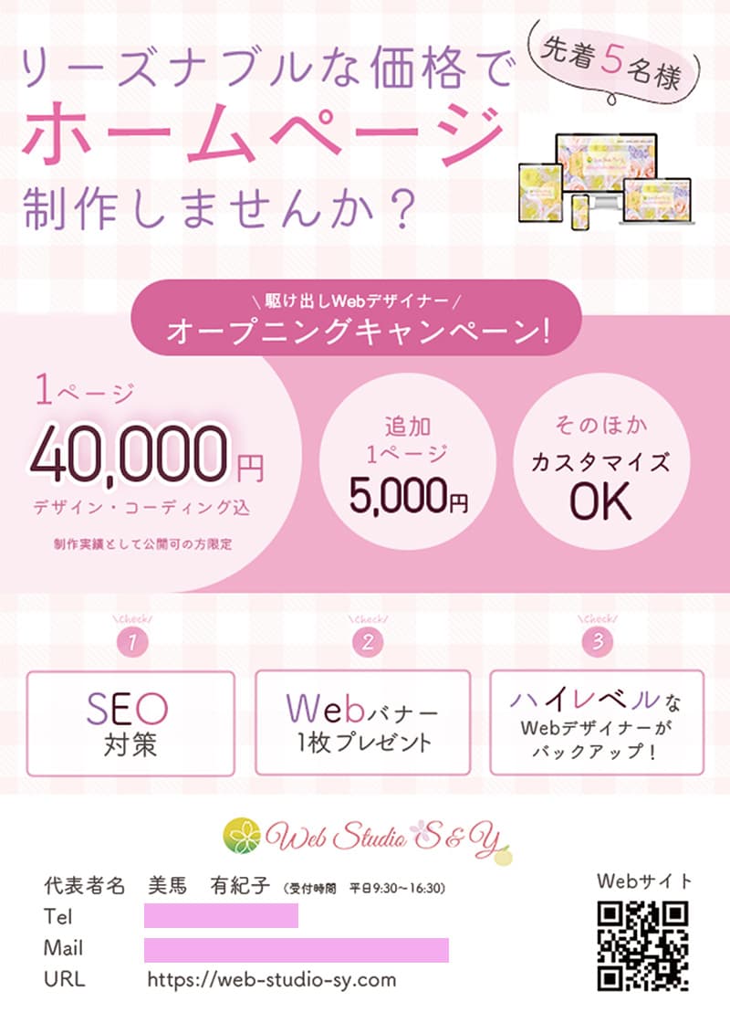 ウェブスタジオエスアンドワイのチラシ