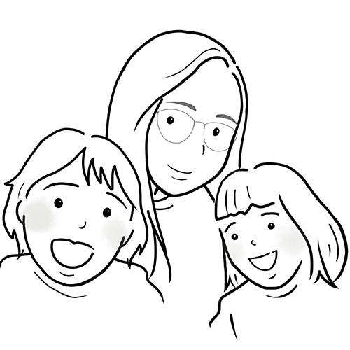 家族の線画イラスト